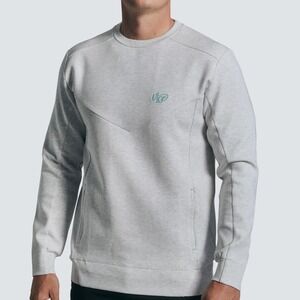 Vice Golf Performance Crewneck Sweatshirt Light Grey Heather Zipper Pockets Sz S